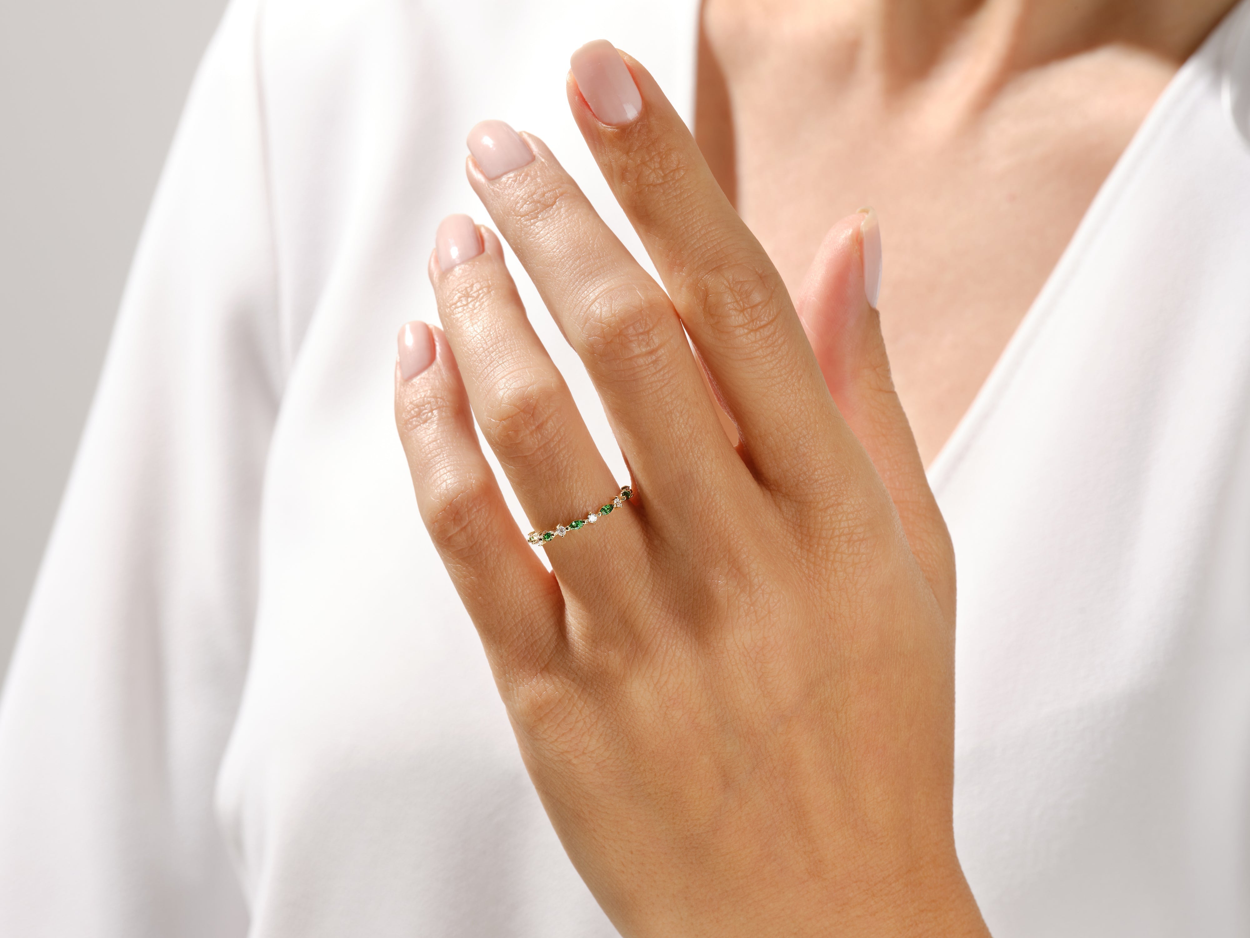 Marquise- und Rundschliff Geburtsstein-Ring